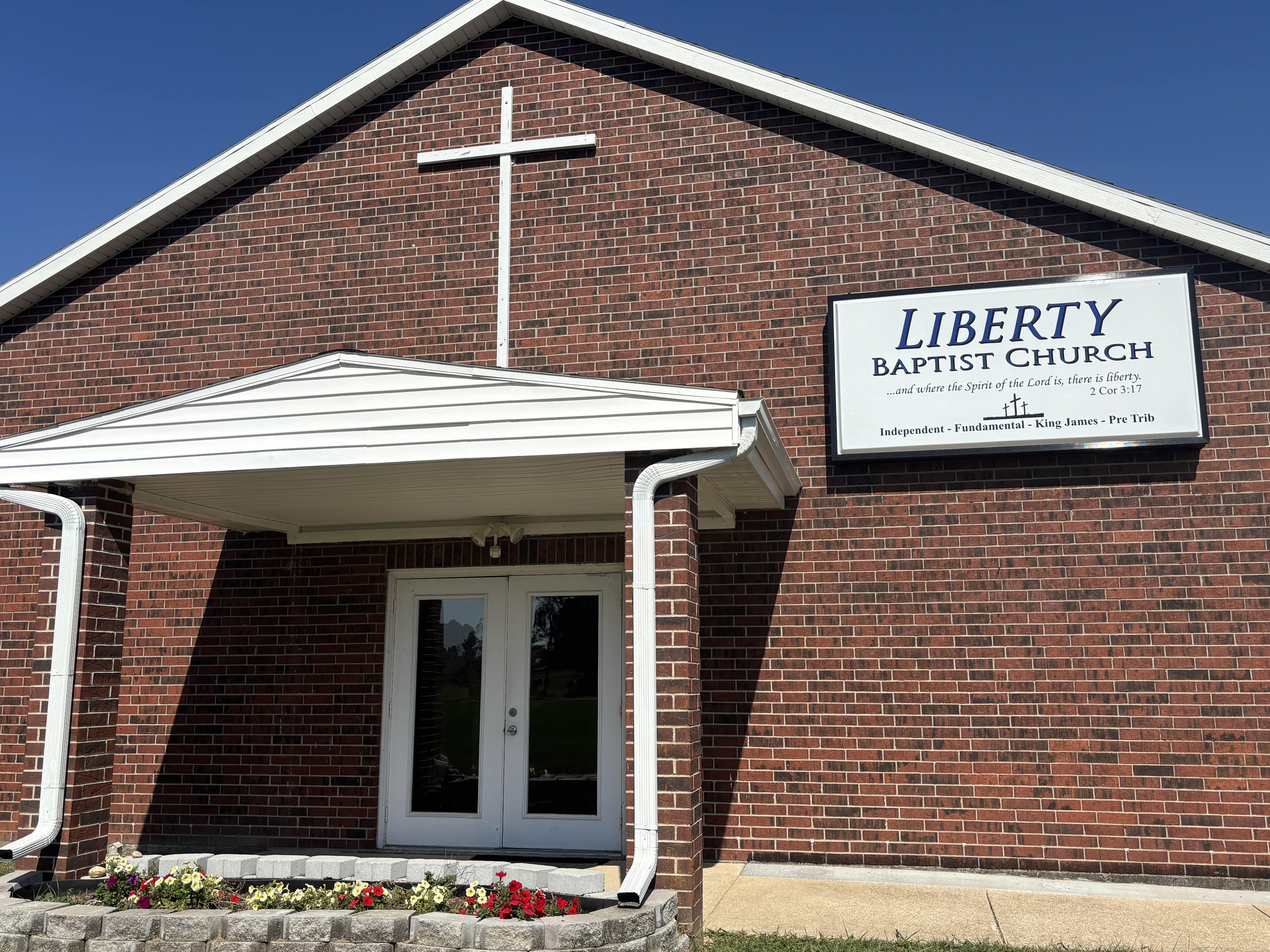 The Liberty Baptist Church sign.